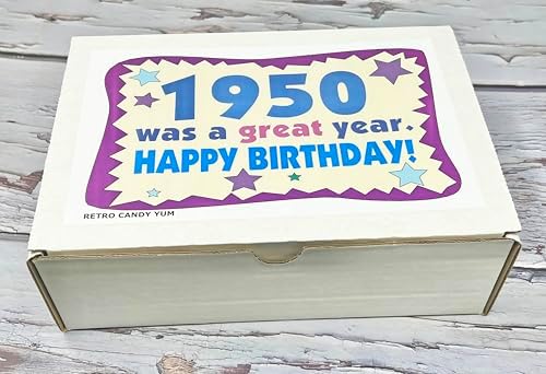 RETRO CANDY YUM ~ 1950 76th Birthday Gift Box Nostalgic Retro Candy Assortment from Childhood for 76 Year Old Man or Woman Born 1950 Jr