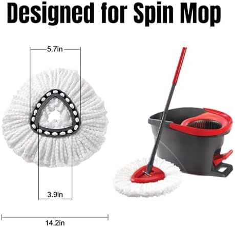 6Pcs Spin Mop Replacement Heads, White Large 360° Easy Wring Spin Mop Head 100% Microfiber Refill, Easy Cleaning Mop Head Replacement, Machine Washable for Easy House Cleaning Floor Mopping