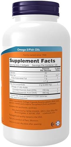 NOW Foods Supplements, Super Omega EPA, 360 EPA / 240 DHA, Molecularly Distilled, Cardiovascular Support*, 240 Softgels