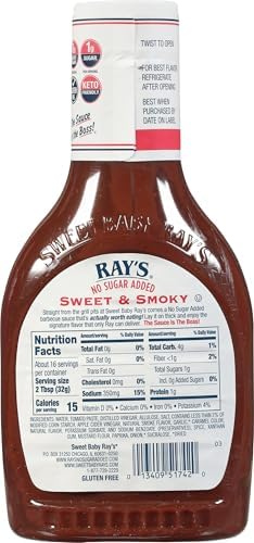 Sweet Baby Ray’s Gourmet Barbecue Sauce Bundle 1 No Sugar Added Sweet & Smoky, 1 No Sugar Added Original, 1 No Sugar Added Sweet & Spicy. 3 CT (Variety Pack)