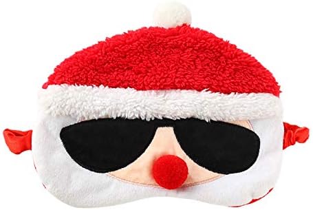 Cute Christmas Sleeping Mask, Soft Fluffy Plush Blindfold Funny Novelty Animal Sleep Mask Eye Cover Eyeshade for Kids Girls Boys Women Men Night Nap Travel Meditation (A,Santa Claus)