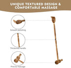 2-in-1 Wooden Back Scratcher Massager, Natural Wenge Wood Massage Hammer, Long Handle Ergonomic Back Itch Relief, Manual Body Massager for Muscle Relaxation, for Parents & Elders