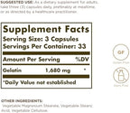 Solgar Gelatin 1680 mg, 100 Capsules - Natural Gelatin - Supports Bone, Joint & Skin Health - Gluten Free, Dairy Free - 33 Servings