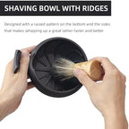 Grandslam Shaving Bowl with Ridges, Shaving Mug with Brush Stand, Shaving Soap Bowl for Shaving Cream and Soap, Durable & Holds Heat Longer, Rich & Thick Lather, Great for Traveling and Use at Home