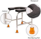 Potty Chair Bedside Commode Seat Portable Toilet Waterproof Safety Steel Frame with Non-Slip Leg Pad Comfortable Cushion for Adults