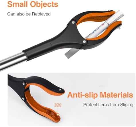 2-Pack Extra Long Grabber Reacher, 32" Foldable Trash Picker Grabber with Strong Magnetic Tip, 90° Rotating Head Trash Gripper, Trash Claw Grabber Tool,Hand Grabber for Reaching
