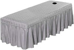 1pcs Solid Beauty Salon Bedskirt ONLY for Salon Massage Table Bed Sheet Bedspread SPA Beauty Bed Sheet Full Cover with Hole, 74.8x31.4inch (Grey)