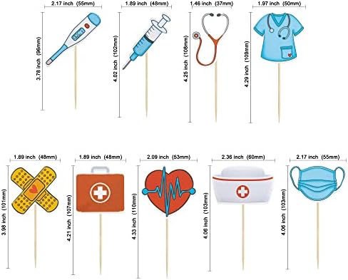 Gyufise 36Pcs Nurse Cupcake Toppers Nursing School Graduation Cupcake Picks for Medical Rn Nurse Grad Themed Birthday Party Cake Decorations Supplies