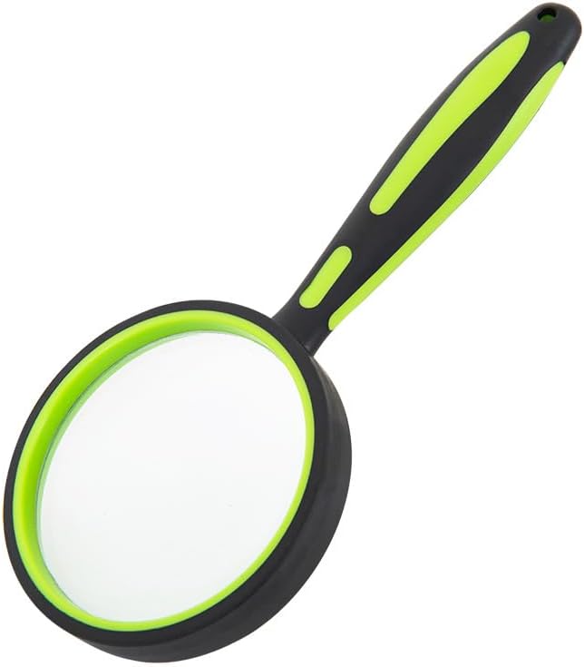2 Pack 10X Magnifying Glass, Large Handheld Magnifier Magnafying. Glasses for Kids/Seniors Reading, 3 Inch Shatterproof Lupa Magnify Glass Lens, Rubber Handle