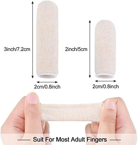 Geyoga 50 Pieces Cotton Finger Cots Finger Toe SleevesThumb Protector Fingertips Protective Cushion, Moisture Wicking (5 cm/ 2 Inch, 7.6 cm/ 3 Inch)