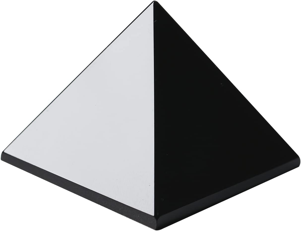 Runyangshi Natural Black Obsidian Crystal Pyramid Energy Generator | 2.0x2.0in (5x5cm) Healing Crystal Pyramid for Protection & Positive Energy | Natural Quartz for Chakra Reiki Home Decor