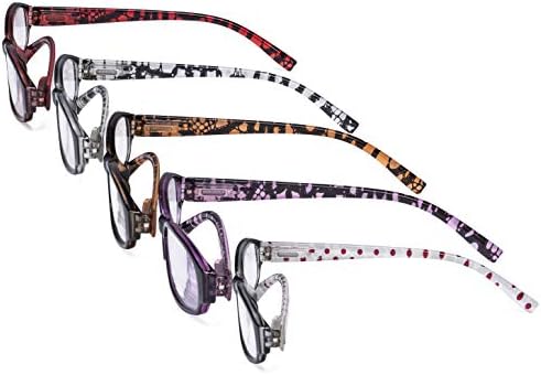 Eyekepper 5 Pack Reading Glasses with Small Lens for Women - Cute Ladies Readers with Polka Dots Arms +2.00