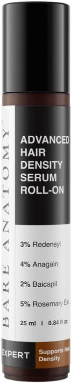 Bare Anatomy Advanced Hair Density Roll-On| 3% Redensyl + 4% Anagain + 2% Baicapil + 5% Rosemary, Rice Water, Biotin & Saw Palmetto| Reduces Hair Fall, Supports Hair Growth for Men & Women | 25ml