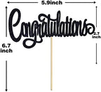 Congratulations Cake Topper, Congrats Grad Graduate, 2026 Graduation/Wedding/Birthday/Anniversary/Retirement Celebration Party Decorations Supplies, Black Glitter