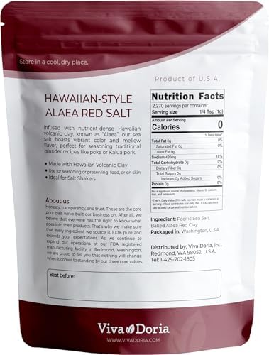 Viva Doria Hawaiian Red Alaea Sea Salt, Medium Grain, 5 lb