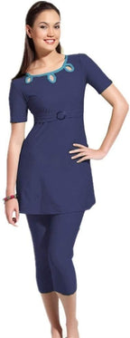 Muslim Swimwear Islamic Women Short Sleeve Modest Swimsuit Beachwear Burkini