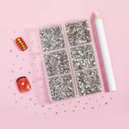 Generic Flatback Rhinestones Clear Crystal Nail Gems Round SS3-SS10, 7200 PCS, Kit with Wax Pencil & Pick Up Pen