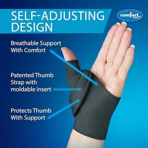 Comfort Cool Thumb CMC Abduction Splint, Medium, Left Hand, Thumb Brace for CMC Joint Support, Moldable Thumb Wrap, Supports Without Limiting Finger Movement, Lightweight & Washable