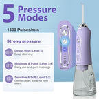 Water Dental Flosser Teeth Pick, H2ofloss Cordless Portable Oral Irrigator 300ML Rechargeable Travel Irrigation Cleaner IPX7 Waterproof WaterFlosser for Home Travel Lavender
