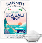 Sanniti Sicilian Sea Salt, 2.2 Lbs (1kg) | Product of Italy | Authentic Flavor (Pack of 1, Fine Salt)