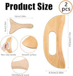2Pcs Wood Body Gua Sha Tool, Wooden Therapy Massage Tools for Neck Back Face Leg Facial, Wood Lymphatic Massage Tools, Maderoterapia Kit for Relieve Muscle Fatigue, Body Contouring Shaping