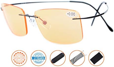 CessBlu Rimless UV Blue Light Filter Glasses Titanium Computer Eyeglasses Men Reading