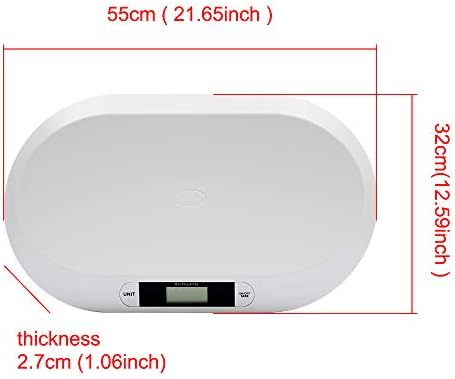 20KG/44LBS Electronic Digital Baby Weighing Scale Measure Infant/Baby/Pet Weight Accurately, Precision of 10g, Length 55cm, Large LCD Display, Weight Measure Tool White
