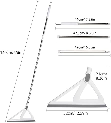 Multifunction Silicone Broom，Squeegee Broom Sweeping Water and Pet Hair，Rubber Broom Sweeper for Floor Bathroom Kitchen Shower，Rugs，Glass Windows（White）