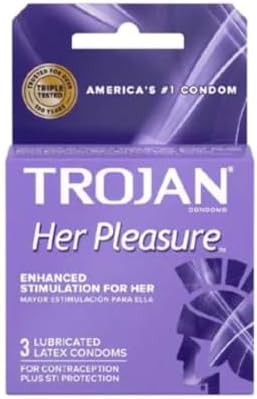 Trojan Her Pleasure Sensations Lubricated Condom, 3 Count