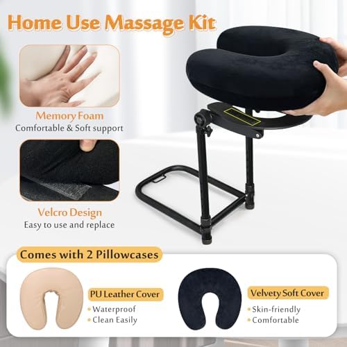 AOSSA Massage Headrest for Bed Face Cradle Pillow – Adjustable Mattress Top Massage Kit with Face Down Cushion, Home Spa and Salon Bed Attachment, Also for Eye Surgery Recovery