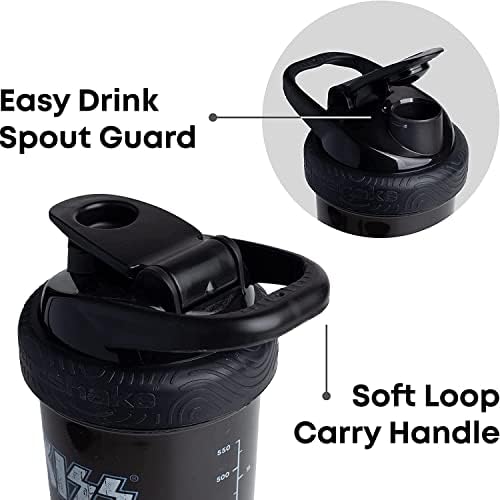Smartshake Revive KISS Protein Shaker Bottle with Storage – 750ml Protein Shake Bottles KISS Merchandise Gift Shaker Cup, Guitar Gifts for Men, Rock Band Collection