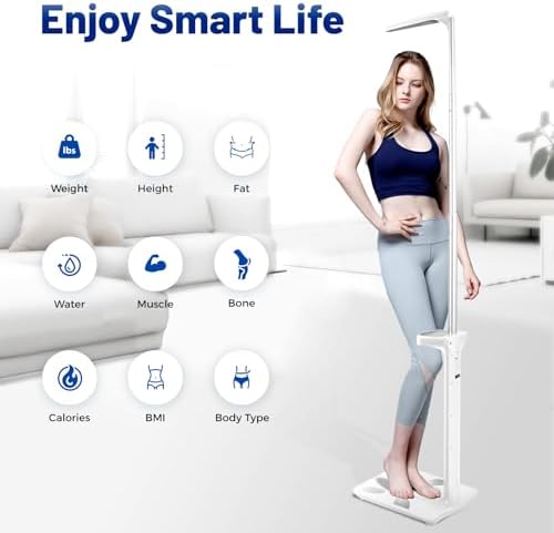 Medical Office Scale,Smart Physician Scale, Medical Scale for Weight and Height Measurement, Non-Contact Sonar Ranging All-in-One LCD Display for Measuring Weight, Height, Obesity, BMI and More