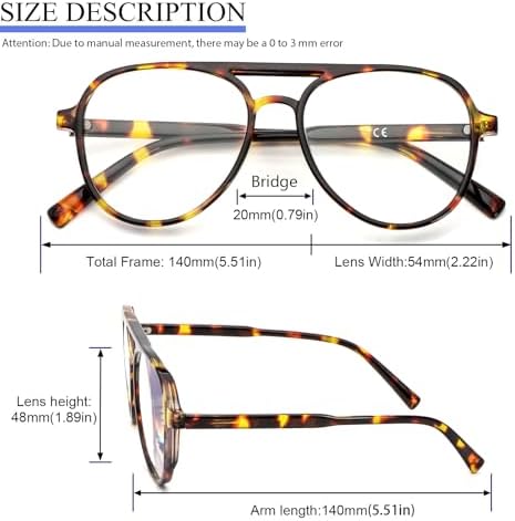 MMOWW 4 Pack Oversized Aviator Reading Glasses for Women Men Retro Double Bridge Pilot Style Blue Light Blocking Readers