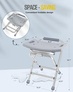 Folding Shower Chair for Inside Shower, 400lbs Foldable Shower Stools, Portable Travel Shower Seat, Stainless Steel Small Shower Chair for Seniors, Disabled, Adults, Gray