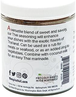 Organic Thai Seasoning Spice Blend, with Salt, Authentic Thai Spice and seasonings for Cooking Flavorful Food - Pad Thai, Chicken Satay, Noodle, Curries, and Meat / All-Natural, Kosher, Vegan, Gluten Free, Keto -No MSG- 4oz Glass Jar