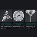 Topyond Meat Thermometer,Adjustable NPT 1/2in Stainless Steel Pointer Oven Thermometer for Barbecue Grill Oven 50-550 Dial Thermometers