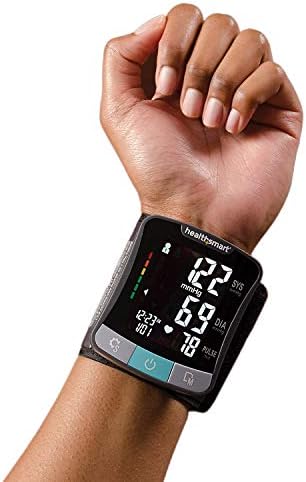 HealthSmart Digital Premium Wrist Blood Pressure Monitor with Cuff That Measures Pulse Heartbeat and High or Low BP, 120 Reading Memory Stores Up to 60 Readings for 2 Users