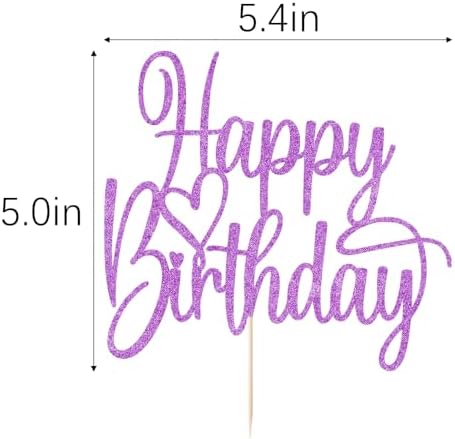 Handmade Glitter Happy Birthday Cake Topper- Happy Birthday Cake Decor,Fabulous Cake Decoration，Anniversary Party Decoration Supplies (purple)