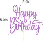 Handmade Glitter Happy Birthday Cake Topper- Happy Birthday Cake Decor,Fabulous Cake Decoration，Anniversary Party Decoration Supplies (purple)