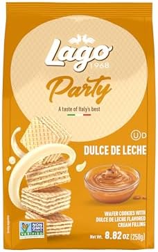 Gastone Lago Party Dulce De Leche Wafers, 8.82 oz – Italian Wafer Cookies with Dulce De Leche Flavored Cream Filling, Non-GMO Verified, Authentic Taste of Italy