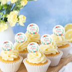 Ercadio 40Pcs Edible Circle Happy Easter Day Cupcake Drink Toppers Round Floral Easter Cupcake Picks for Easter Baby Shower Spring Birthday Party Cake Decorations Supplies