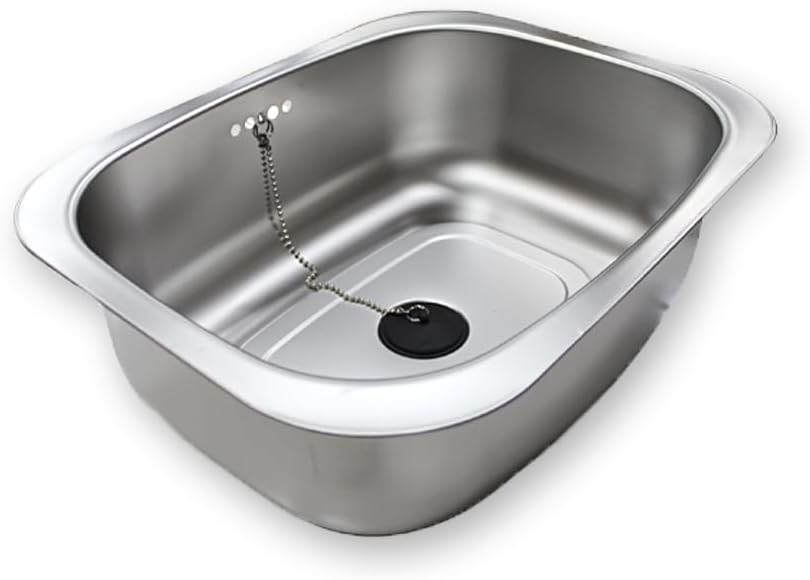 Stainless Steel Dishpan 9.9L/ Large Washing-up Bowl 9.9L, Multipurpose Kitchen Sink Bowl, Dish Tub, Vegetable Washing Basin (15.35L x 11.8W x 4.72H inches) / Rubber Cap Type