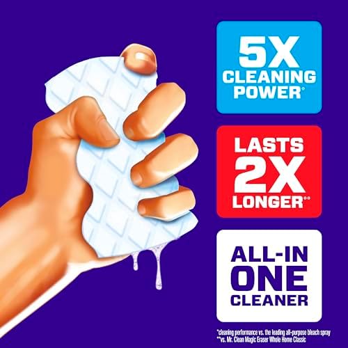 Mr. Clean Magic Eraser Sponge, All Purpose Cleaner, Cleaning Scrubber, Wall, Sneaker, Kitchen, Bathroom, Shower Cleaning Supplies, Melamine Sponge, Cleaning Pads, Whole Home Extra Durable, 12ct