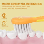 KIWIBIRD Kids Electric Toothbrush for Ages 3–10, Toddler Sonic Toothbrush with 4 Modes & Soft Silicone Bristles, 2-Min Timer Pressure Sensor, 45-Day Rechargeable Battery, Waterproof (Yellow)