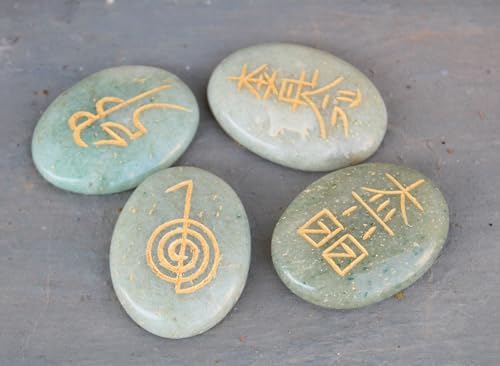 Jet Usui Reiki Healing Set Chakra Balancing Meditation Gemstone Spiritual Energized Positive (Green Aventurine)