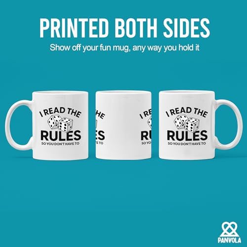Panvola I Read the Rules So You Don't Have To Board Game Lovers Gifts Dice Game Night Sarcastic Gifts Sarcasm Novelty Drinkware Ceramic Mug 11 oz White