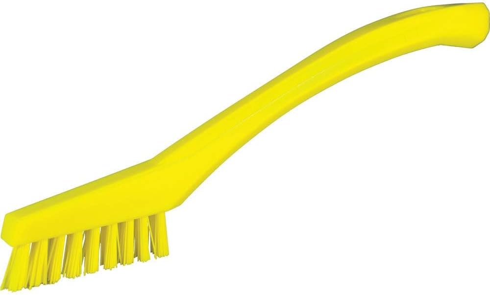 Vikan - 44016 Detail Brush, Multifunctional, Slip-Resistant Cleaning Tool, Extra Stiff Polypropylene & Polyester Bristle, 8 Inch, Yellow