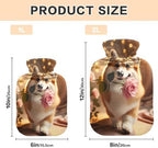 Dog with Roses Gold Hot Water Bottle with Soft Velvet Cover Hot Water Bag for Neck, Shoulder and Menstrual Cramps, 2 Liters