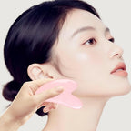 Rose Quartz Facial Roller and Gua Sha Stone Set, Pink Jade Face Massage Tools for Skin Care, 2 Piece Set