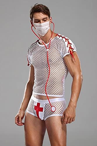 Mens Sexy Lingerie Set Role Play Nurse Doctor Fun Uniform Night Club Costume Outfit